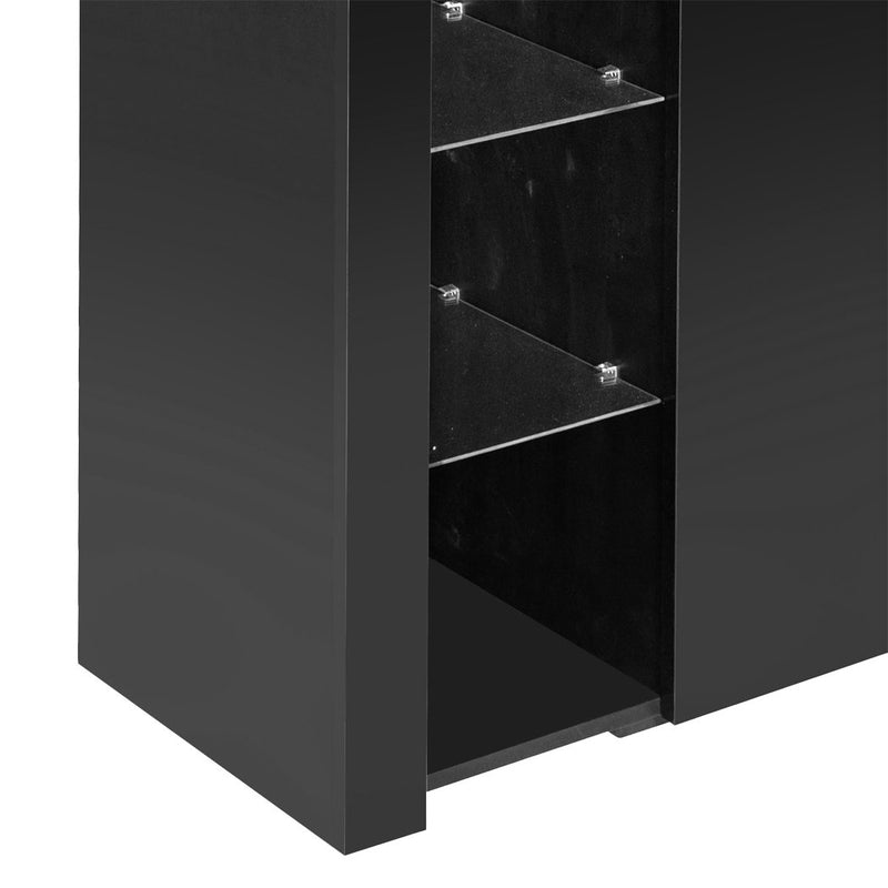 Levede Buffet Sideboard Modern High Gloss Furniture Cabinet Storage LED Black