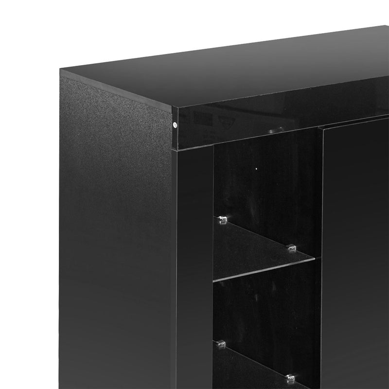 Levede Buffet Sideboard Modern High Gloss Furniture Cabinet Storage LED Black
