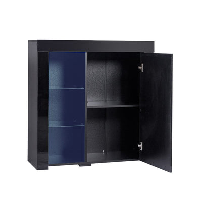 Levede Buffet Sideboard Modern High Gloss Furniture Cabinet Storage LED Black