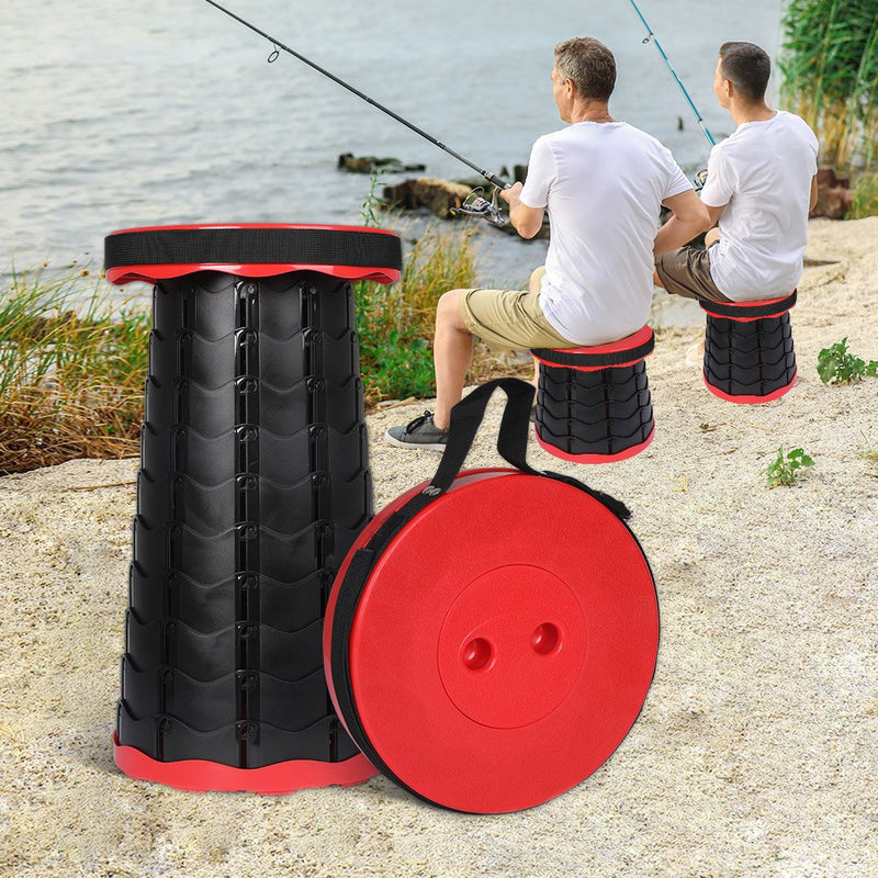 Camping Stool Folding Chair Portable Travel Seat Outdoor Retractable Stools Red