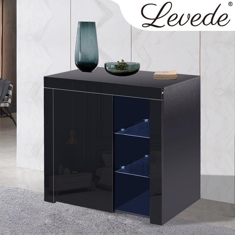 Levede Buffet Sideboard Modern High Gloss Furniture Cabinet Storage LED Black