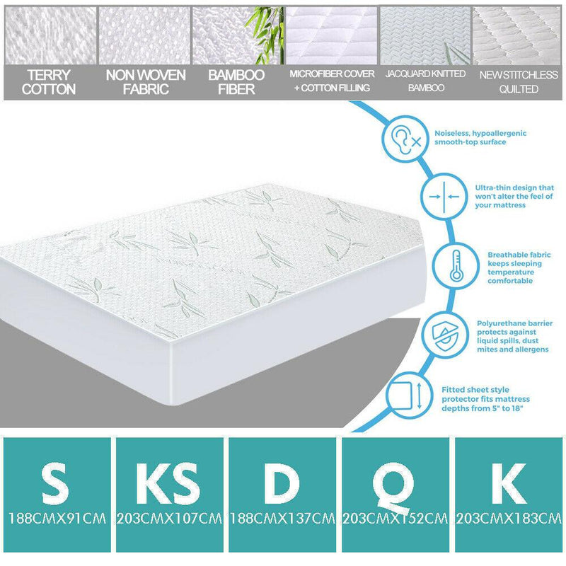 DreamZ Fitted Waterproof Bed Mattress Protectors Covers Single