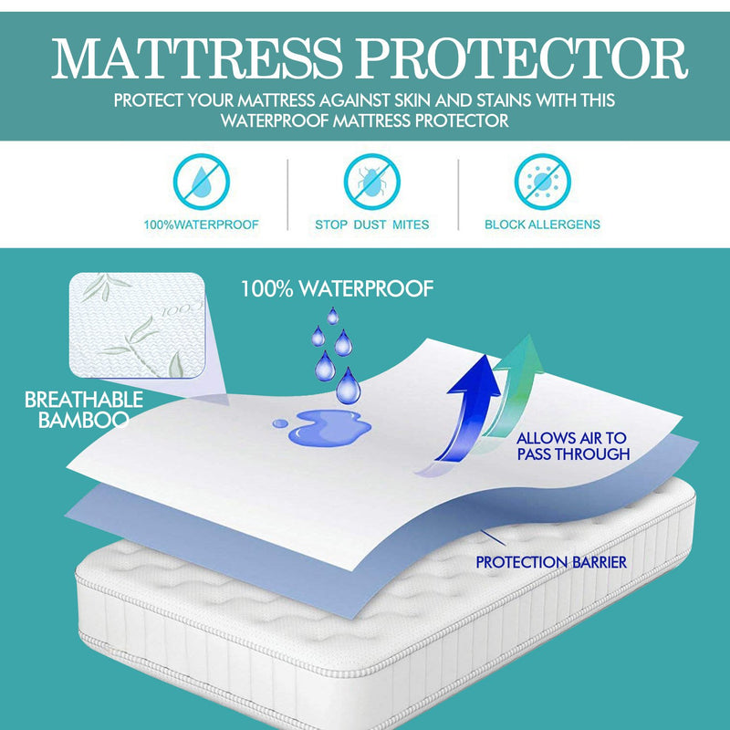 DreamZ Fitted Waterproof Bed Mattress Protectors Covers Super King