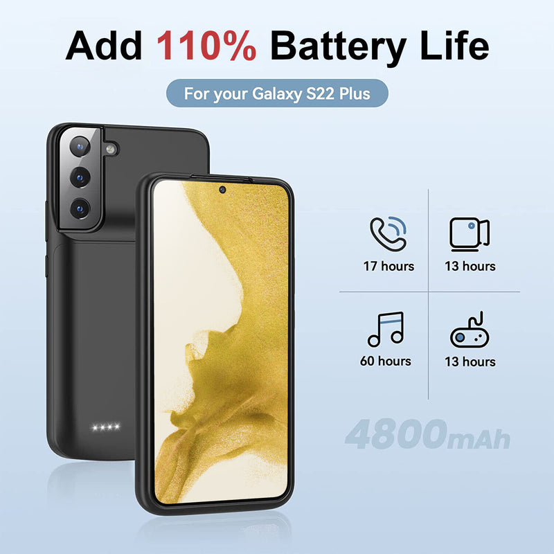 4800mAh Extended Battery Charger Protective Case for Galaxy S22 Ultra 5G 6.8inch