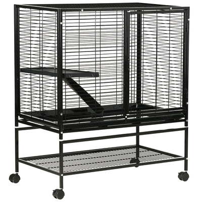 Small Animal Cage for Ferret Chinchilla Guinea Pig W/ Wheels Tray Ramp