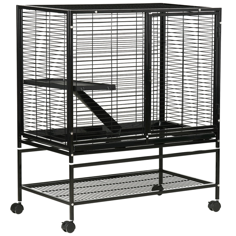 Small Animal Cage for Ferret Chinchilla Guinea Pig W/ Wheels Tray Ramp