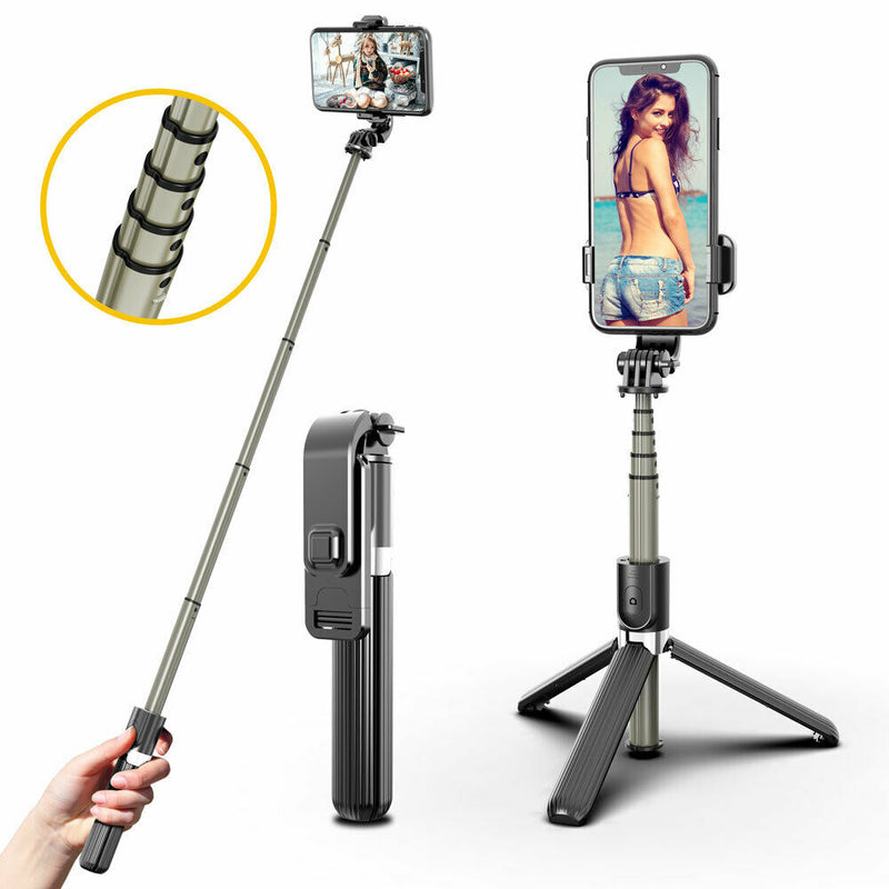 All-in-One Design Aluminum 32" Extendable Selfie Stick Tripod w/ Wireless Remote