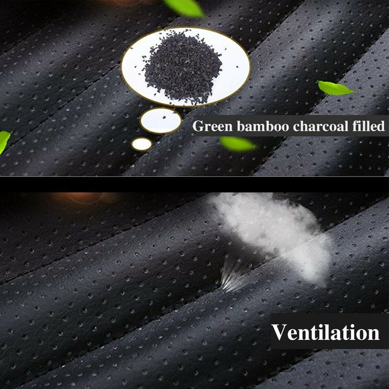 Breathable Padded Luxury Leather Car Front Seat Cushion Cover Black for All Cars