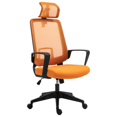 Mesh Office Chair High Back Swivel Task Chair w/ Rotate Headrest, Orange