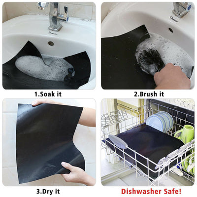 Grill Mats Set of 6 Non Stick Barbecue BBQ Cooking Pad Mat Bake Reusable Garden