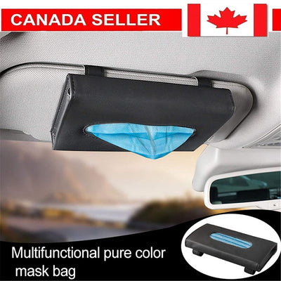 Leather Tissue Box Car Sun Visor Portable PU Storage Bag Holder Buckle for Masks