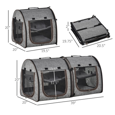 Large Portable Double Cat Pet Carrier Kennel Bag Oxford Travel Car Seat 842525114806