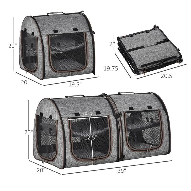 Large Portable Double Cat Pet Carrier Kennel Bag Oxford Travel Car Seat 842525114806
