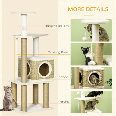 Cat Tree Activity Center w/ Jute Scratching Post, Condo, Hanging Ball Toy