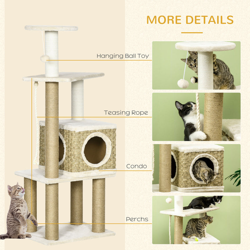 Cat Tree Activity Center w/ Jute Scratching Post, Condo, Hanging Ball Toy