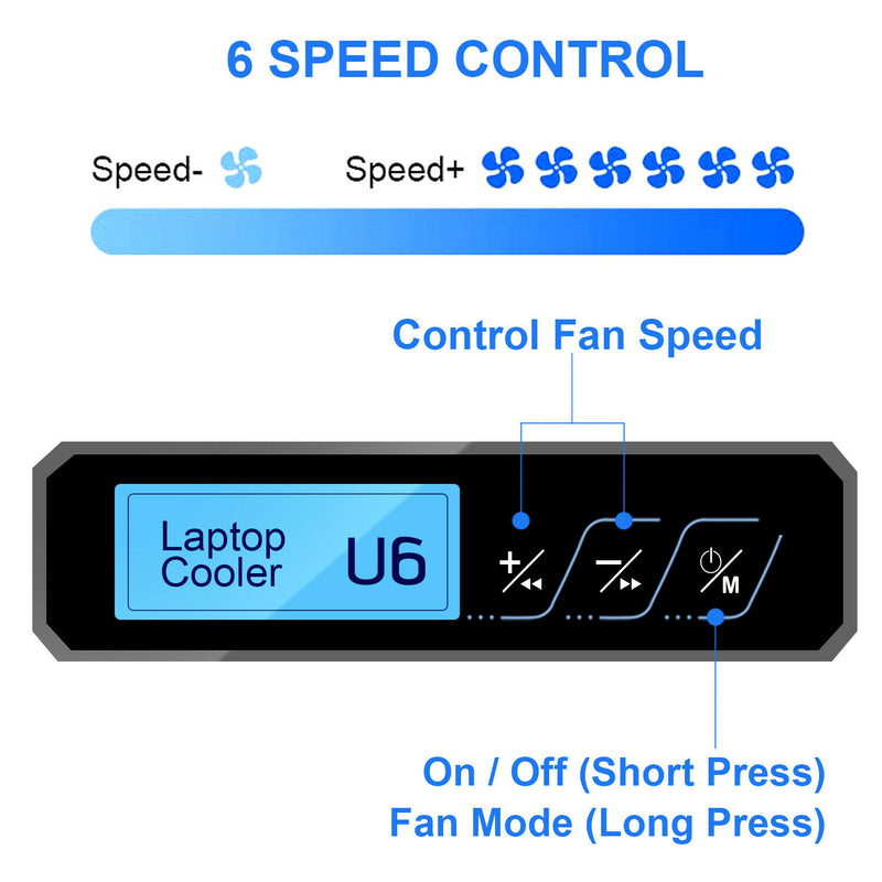 Dual USB Powered Gaming Laptop Cooling Pad with LCD Screen for up to 16" Laptop