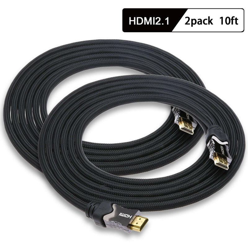 1/2PACK 10FT Long Zinc Alloy & Braided HDMI 2.1 8K@120Hz Cable for PS5/4 XBOX CA