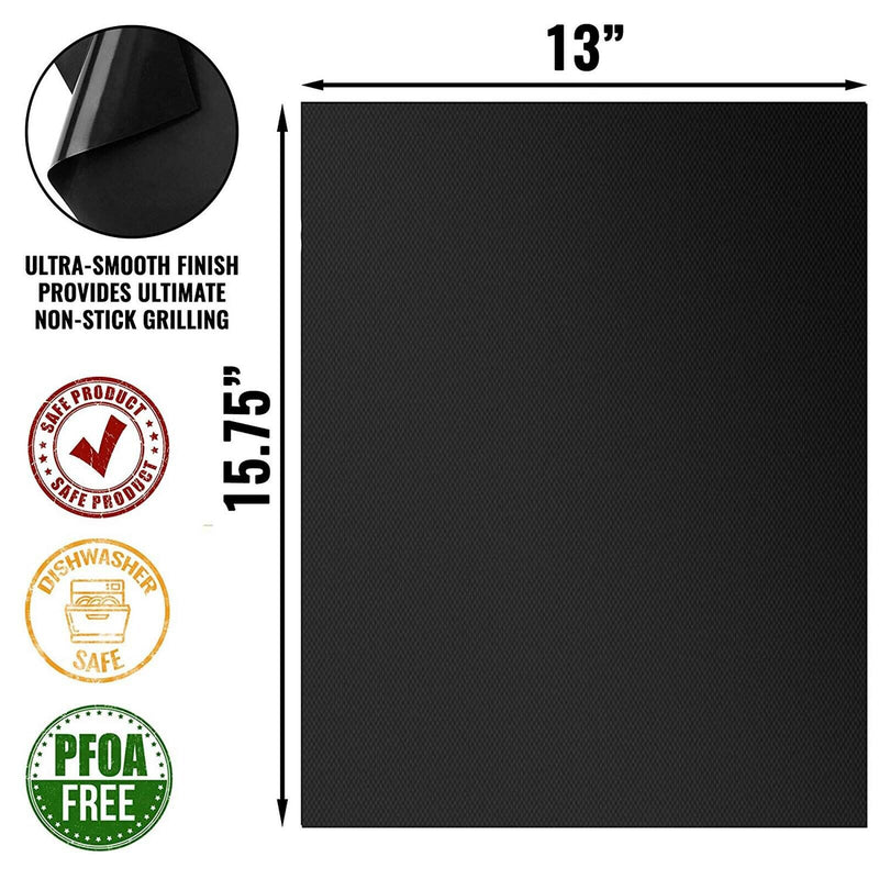 Grill Mats Set of 6 Non Stick Barbecue BBQ Cooking Pad Mat Bake Reusable Garden