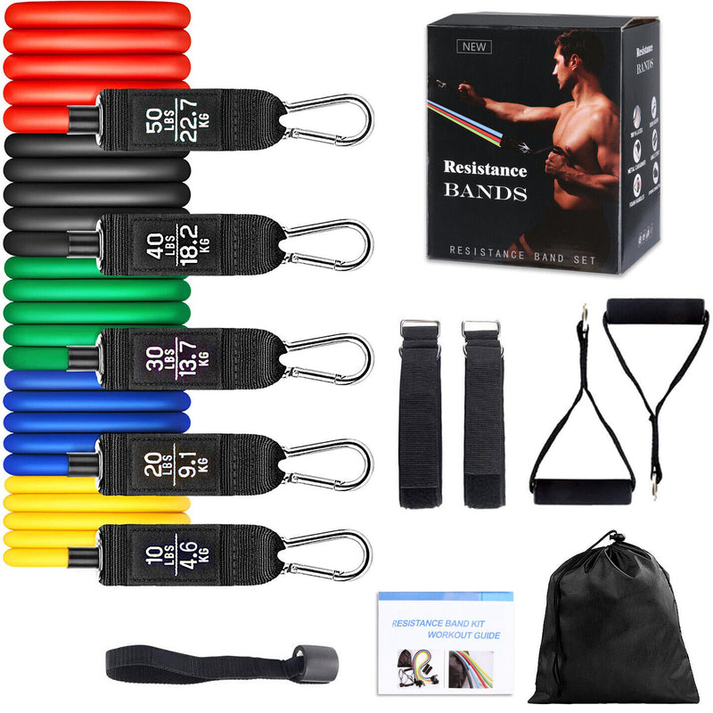 Resistance Bands Set (11Pcs) Stackable up to 150 LBS for Resistance Traning CA