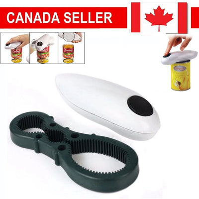 Electric Tin Can Opener Kitchen Safe Cutter Easy Grip Bottle Jar Lid Edge Smooth