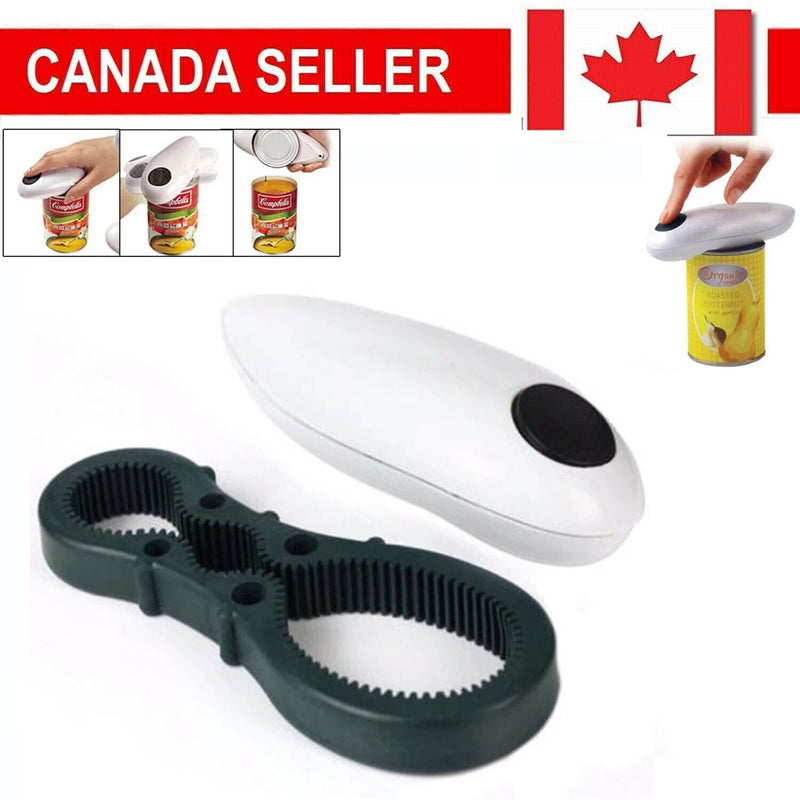 Electric Tin Can Opener Kitchen Safe Cutter Easy Grip Bottle Jar Lid Edge Smooth