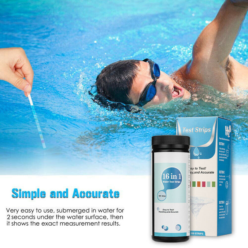 100PCS 16 IN 1 Drinking Water Test Strips Easy Quick for PH Hardness Lead Iron