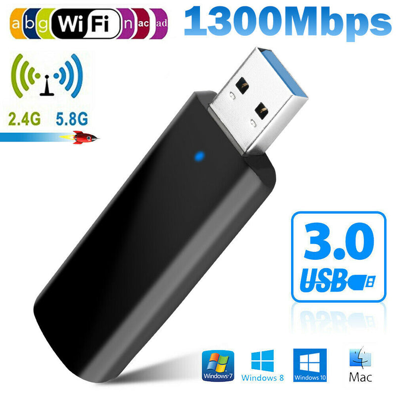 Ac1300Mbps High Speed 802.11Ac WiFi Adapter for Desktop / Laptop, Install Fast