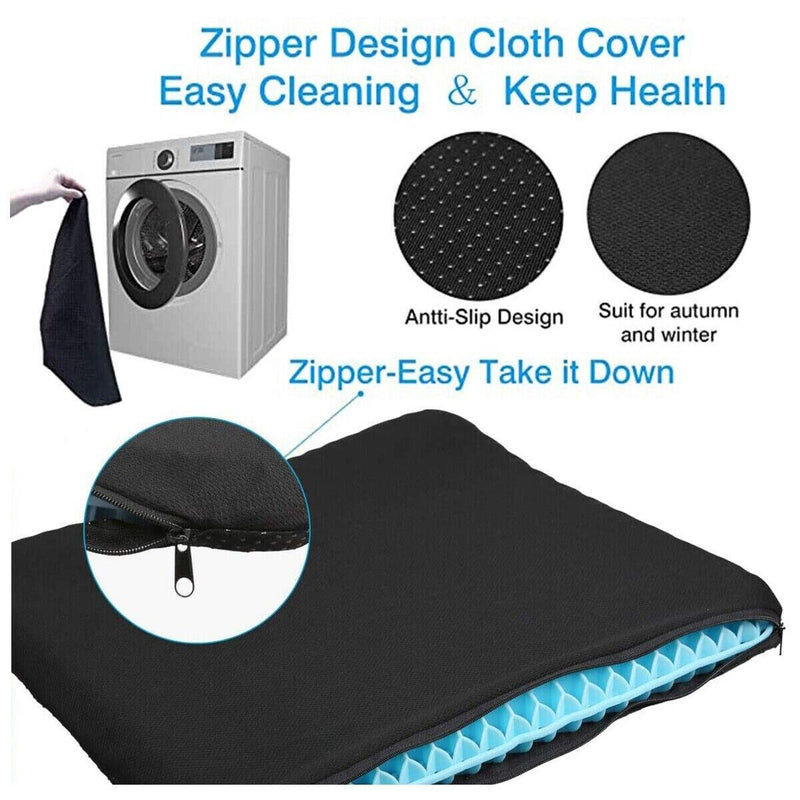 Double Gel Seat Cushion Thick Egg Seat Cushion Breathable Design Non-Slip Cover