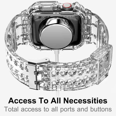 Crystal Rugged Shock Resistant TPU Bumper Case Band for iWatch SE 40/44mm, Black