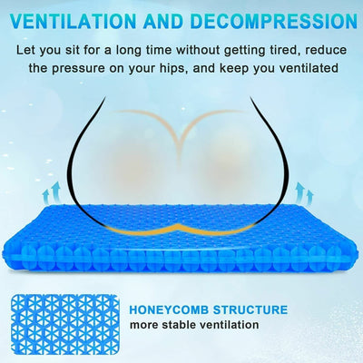 Double Gel Seat Cushion Thick Egg Seat Cushion Breathable Design Non-Slip Cover