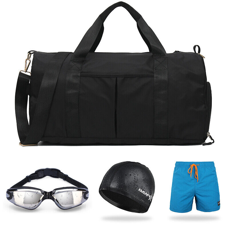 Gym Duffle Bag With Swimming Set [PU Cap & Anti-Fog Goggles & Quick Dry Trunks]