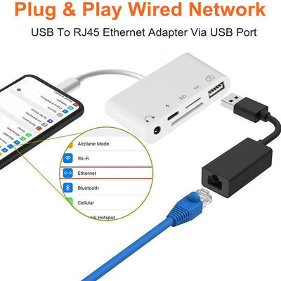 5 in 1 8-Pin to TF SD Card Reader Camera USB OTG Adapter For iPhone iPad iPod CA