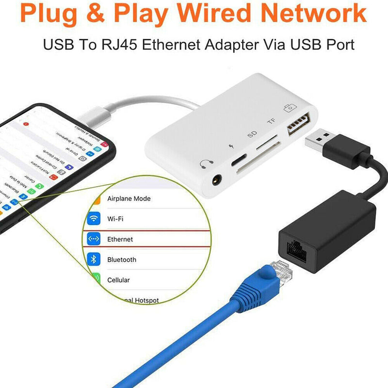 5 in 1 8-Pin to TF SD Card Reader Camera USB OTG Adapter For iPhone iPad iPod CA