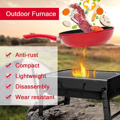 Portable Outdoor Barbeque Charcoal BBQ Grill Set Oven Foldable Carbon Grill CA