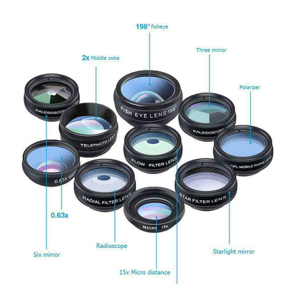 10 in1 Cell Phone Camera Lens Best Zoom Lens Kit For Universal Smartphone Mobile