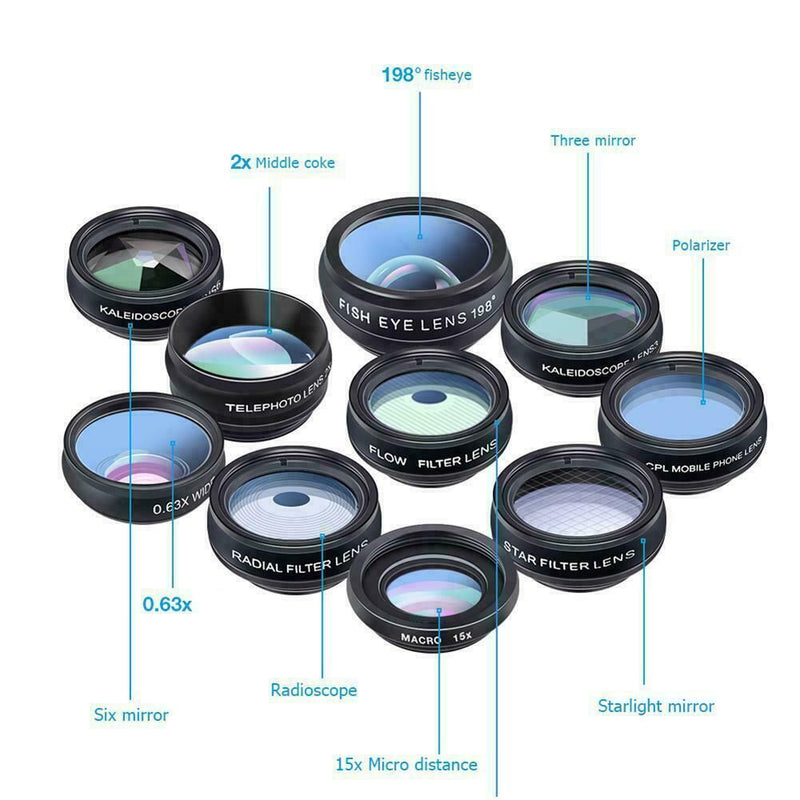 10 in1 Cell Phone Camera Lens Best Zoom Lens Kit For Universal Smartphone Mobile