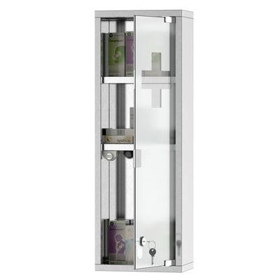 22''x8'' Stainless Steel Medicine Cabinet 3 Tier Frosted Door Lockable First