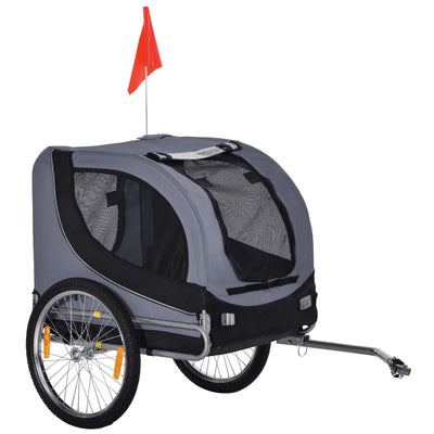 Pet Bike Trailer Dog Cat Travel Carrier Foldable Gray