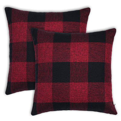 Decorative Square Checker Plaid Cotton Linen Throw Pillow Cover-Classical Design