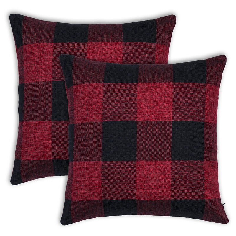 Decorative Square Checker Plaid Cotton Linen Throw Pillow Cover-Classical Design