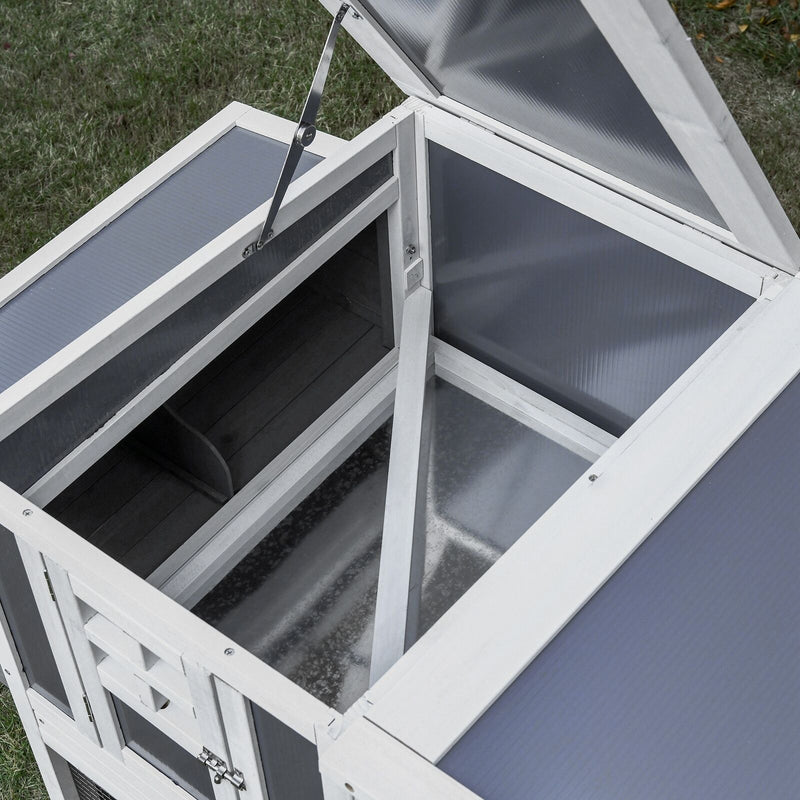 64&quot; Wooden Chicken Coop Hen House with Openable Hollow Sheet Roof Tray