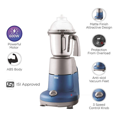 750W Mixer Grinder  110V, 3 Jars Stainless Steel Bowl 3 Speed Setting w/ Incher