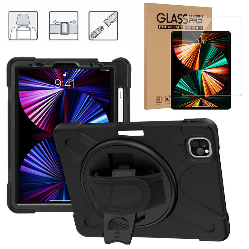 Shockproof Rotatable Kickstand Case+Screen Protector for 2021 iPad Pro 11 3rd M1