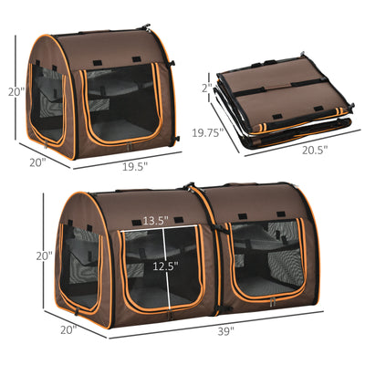 Large Portable Double Cat Pet Carrier Kennel Bag Oxford Travel Car Seat