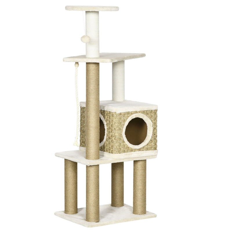 Cat Tree Activity Center w/ Jute Scratching Post, Condo, Hanging Ball Toy