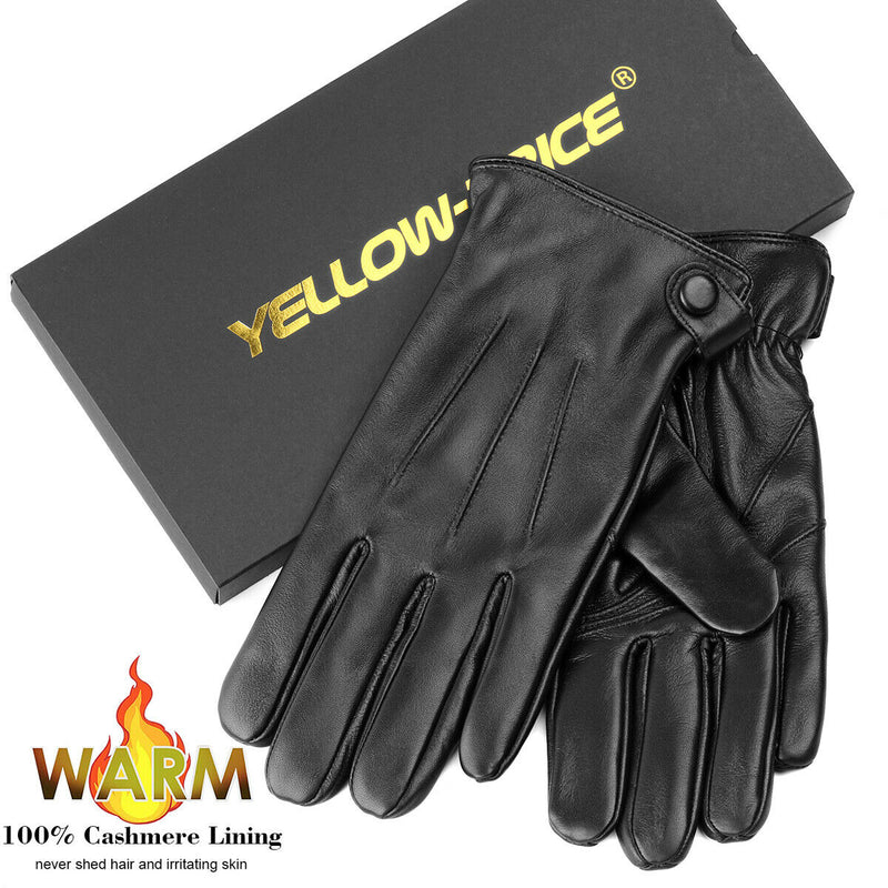 Luxury Leather Driving Gloves For Men | Sheepskin Leather | Cashmere Lined-Black