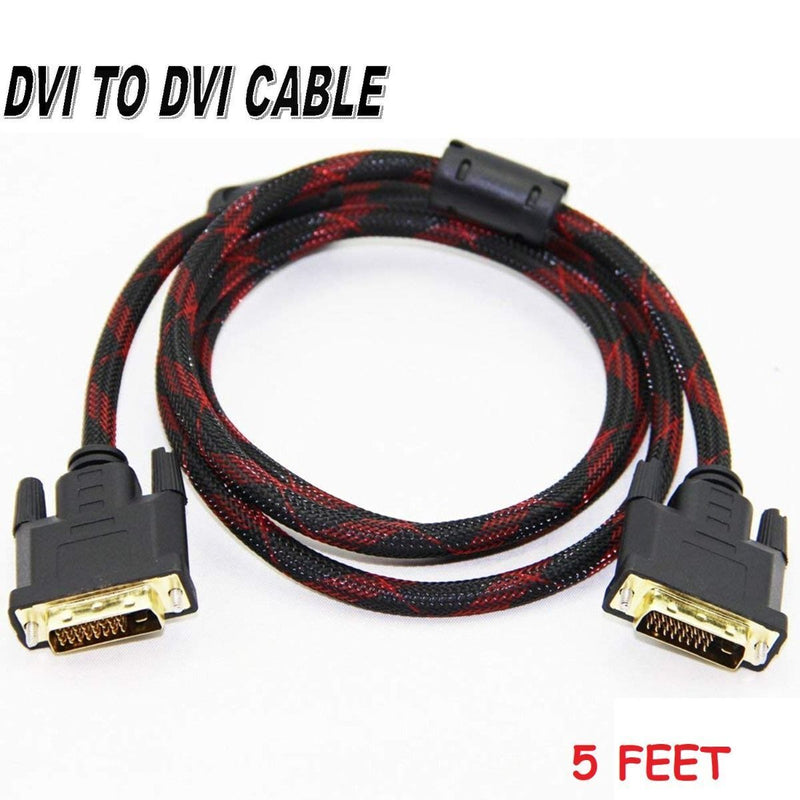 Nylon Braided DVI 24+1 Gold Plated Cable Cord Lead For Monitor LCD PC (1.5M) CA