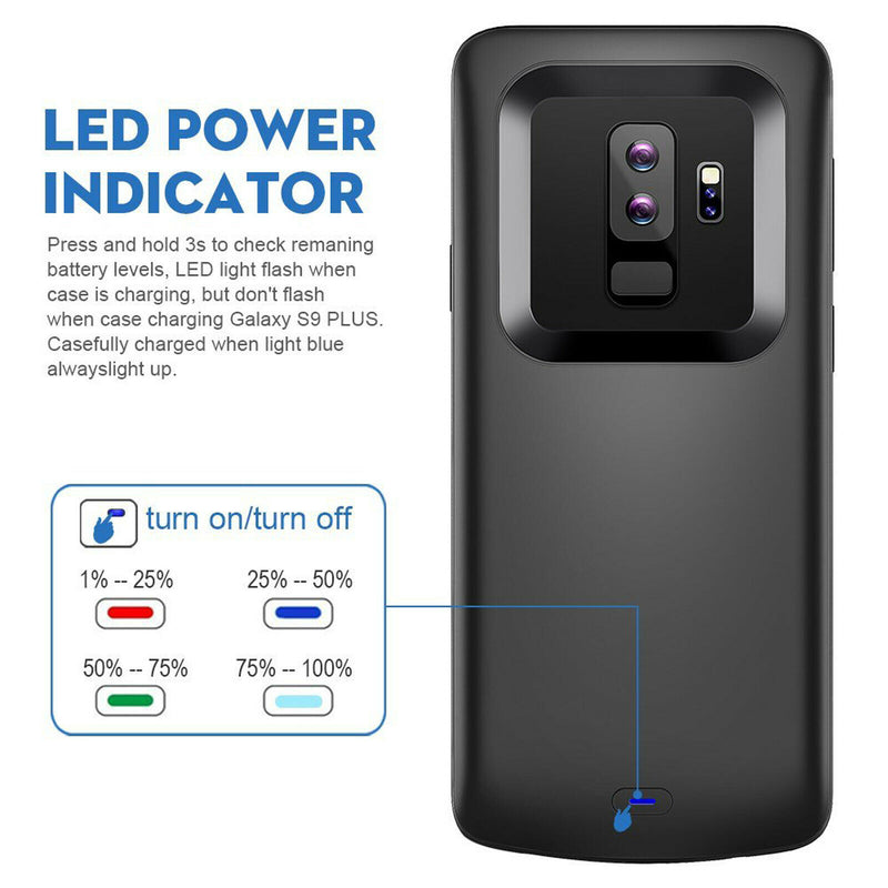 High Capacity & Slim Rechargeable Extended Charger Case for Galaxy S9 / S9 Plus
