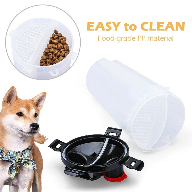 BPA-Free 2-in-1 Pet Food Container w/ 2 Collapsible Dog Bowls for Walking Hiking