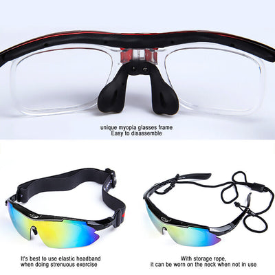 Sports Glasses with 5 Interchangeable HD Lenses-Anti Explosion,Scratch Resistant